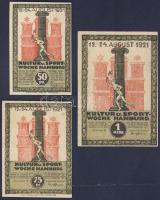Német Birodalom/Weimari Köztársaság/Hamburg 1921. 25Pf+50Pf+75Pf+1M 3klf db, teljes sor T:I