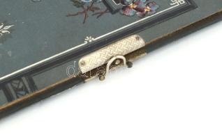 1892/1893 Díszes csatos emlékkönyv, kassai bejegyzésekkel, rajzolt tájképpel