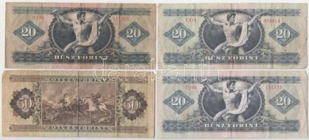 1969. 20Ft + 1975. 20Ft (2x) + 1984. 100Ft (4db, közte 1db fordított hátlapi alapnyomattal) + 1986. ...