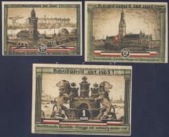 Német Birodalom/Weimari Köztársaság/Hamburg 1921. 25Pf+50Pf+75Pf+1M 3klf db, teljes sor T:I
