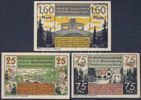 Német Birodalom/Weimari Köztársaság/Braunschweig 1921. 25Pf+75Pf+1.60M 3klf db, teljes sor T:I