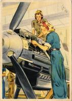 1943 Frauen schaffen für Euch im Flugzeugbau (Nach einer Zeichnung v. Gagelmann). Erich Gutjahr / German Socialist propaganda in the aircraft factory (EK)