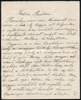 cca 1920 Alsópetőfalvi Pettkó Béla (1862-1942) történész, levéltáros autográf levele a Wenckheim címer vonatkozásában. 2 beírt oldal