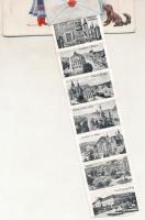 1939 Kassa, Kosice; magyar népviseletes leporellólap 10 kis képpel / Hungarian folklore leporellocar...