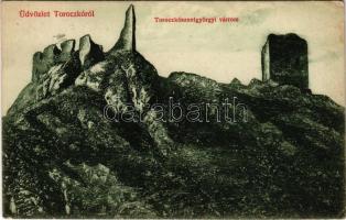 1917 Torockószentgyörgy, Coltesti (Torockó, Rimetea); várrom. Valandor István kiadása. Divald Károly Fia / Cetatea Trascaului / castle ruins (Rb)