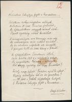 Sajó Sándor (1868-1933) irredenta költő, akadémikus Krisztus lehajtja fejét a kereszten c. versének aláírt autográf vers kézirata.