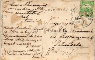 1913 Zalatna, Zlatna; látkép, Állami polgári leányiskola. Folberth Vilmos kiadása / general view, gi...