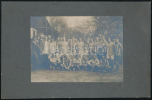 1910, Futball csapatok fotója, Törekvés - Cracovia 2:1, Báumler Fényirda, kartonra ragasztva, 11x15 cm