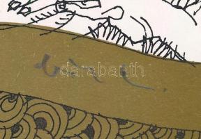 Szász Endre (1926-2003): Ádám és Éva, szitanyomat, papír, paszpartuban, utólagos jelzéssel, 28×18 cm