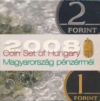 2008. 1Ft-100Ft (7xklf) "Búcsú az egy- és kétforintostól" forgalmi sor szettben. Belső tok ragasztása kissé elengedett, a külső tokon gyűrődések T:PP Adamo FO42.1