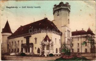 1915 Nagykároly, Carei; Gróf Károlyi kastély. Vasúti levelezőlapárusítás 1166. / castle (EB)