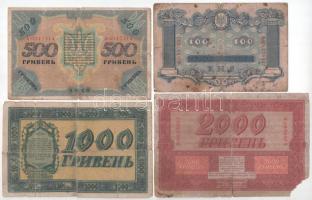 Ukrajna / Autonóm Köztársaság 1918. 100H + 500H + 1000H + 2000H T:VG,G 1000H összegragasztva, papírh...