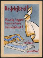 Eredeti postai plakát terv az 1970-es évekből 21x14,5 mm méretben, "Ne felejtse el! Mindig legyen tárcájában bélyegfüzet! Ízléses! Praktikus!"