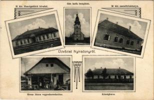 1938 Nyíradony, M. kir. főszolgabírói hivatal, Görögkatolikus templom, M. kir. csendőrlaktanya, Községháza, Mercs János üzlete és saját kiadása. Szilágyi Arthur fényképész (fl)