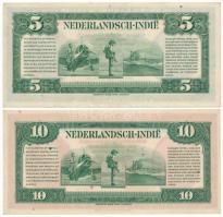 Holland Kelet-India 1943. 5G + 10G T:F,AU Netherlands East Indies 1943. 5 Gulden + 10 Gulden C:F,AU
