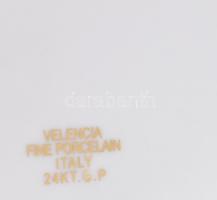 Valencia Fine Porcelain olasz porcelán süteményes készlet, 24k arannyal díszítve, hibátlan, d: 19-27...
