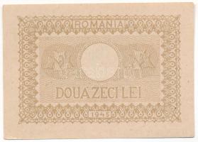 Románia 1945. 20L T:AU 
Romania 1945. 20 Lei C:AU 
Krause P#76