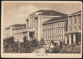 cca 1960 Kodály Zoltán (1882-1967), zeneszerző autográf sorai és aláírása észak-koreai képeslapon