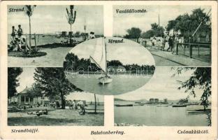 Balatonberény, Strand, vasútállomás, strandbüfé, csónakkikötő