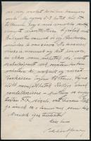 1913 Eckhart Ferenc (1885-1957) történész autográf levele Borovszky Samu történész kollégájának szak...