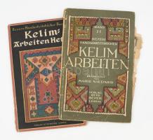 Niedner, Marie: Kelim-Arbeiten. Beyers Handarbeitsbücher Band 31. + Kelim-Arbeiten Heft II. Beyers Handarbeitsbücher Band 65. Leipzig, 1921-1925, Otto Beyer. Szövésminta-mellékletekkel. Német nyelven. Kiadói papírkötés, sérülésekkel.