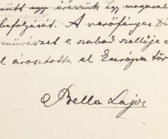cca 1900 Bella Lajos (1850-1937) régész, a Magyar Tudományos Akadémia levelező tagja autográf tanulm...