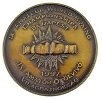 1997. "IX. Amatőr Ökölvívó Világbajnokság Budapest" kétoldalas bronz emlékérem (65mm) T:AU...