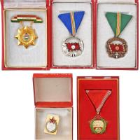 5db-os vegyes szocialista kitüntetés és jelvény tétel, közte 1964. "A Haza Szolgálatáért Érdemérem" ezüst és bronz fokozat (2xklf) T:AU