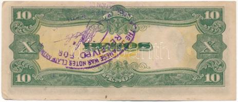 Fülöp-szigetek / Japán megszállás DN (1943) 10P hátoldalán kék felülbélyegzéssel T:XF Philippines / ...