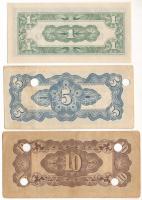 Fülöp-szigetek / Japán megszállás DN (1942) 1c + 5c lyukasztva + 10c lyukasztva T:AU,F Philippines /...