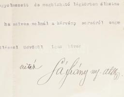 vitéz Sáfrány Géza ny. altábornagy a miskolci 10. honv gyalogezred autográf aláírással és pecséttel ...