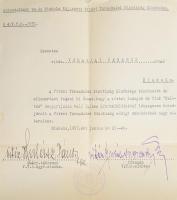 1937 A miskolci Vitézi Társadalmi Bizottság elnökségének levele vitéz Halász János tábornok aláírásával