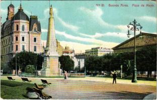 1908 Buenos Aires, Plaza de Mayo / square, monument (EK)