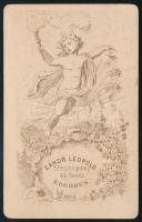 cca 1865 Idős hölgy portréja, keményhátú fotó Záhor Leopold egri műterméből, 10,5×6,5 cm