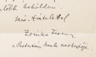 1929 Zsinka Ferenc ( 1889-1930) könyvtáros, történész.autográf levele történész kollégájának