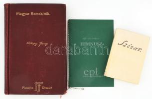 Kölcsey Ferencz munkái. Sajtó alá rend. és bevezetéssel ellátta: Angyal Dávid. Magyar Remekírók 14. köt. Bp., 1903, Franklin-Társulat, 320 p. Kiadói aranyozott egészvászon-kötés, kissé kopottas borítóval, helyenként foltos lapokkal. + Kölcsey Ferenc: Himnusz. Bp., 2002, Serdián Kft. Kétnyelvű (magyar-olasz). Kiadói zsinórfűzéses papírkötés. + Vörösmarty - Egressy: Szózat. A gondolattól a világhírig. (Minikönyv). Bp., 1988, Hazafias Népfront. Kiadói műbőr-kötés.