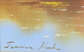 Teodor Mark: A természet ölén. Olaj, vászon, dekoratív keretben, kereten kis sérüléssel 50x100 cm ta...