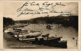 1933 Stockholm, Djurgardsbrunnsviken / bay, motorboat, steamship (EK)