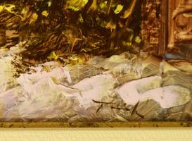 Ferencsik Árpád (1969-): Nápoly szívében, Olaj, farost, jelzett, dekoratív keretben 70x90 cm tanúsít...