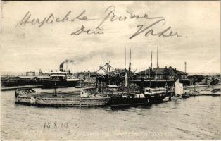 Gedser (Falster), Stationen og Dampfaergehavnen / railway station and steam ferry port