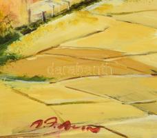 Adilov Alim (1963-): Szökőkutas utca, Olaj, farost, jelzett, dekoratív keretben 70x100 cm