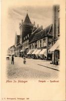 Helsingor, Helsingör; Stengade, Raadhuset / street view, town hall, shops