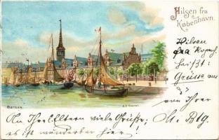 1900 Kobenhavn, Kjobenhavn, Kopenhagen, Copenhagen; Borsen / stock exchange. litho