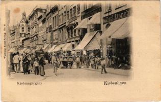 Kobenhavn, Kjobenhavn, Kopenhagen, Copenhagen; Kjobmagergade / street view, bicycle, shop of Carl Ranch (EK)