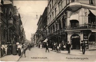 Kobenhavn, Kjobenhavn, Kopenhagen, Copenhagen; Frederiksberggade / street view, shop of Julius Hertz, Hamburg-Amerika Linie travel office (EM)