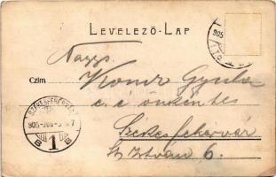 1905 Budapest V. Károly körút és Kossuth Lajos körút sarka az Astorián, villamosok, Sternberg, Schwa...