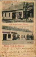 1902 Törökszentmiklós, Piac tér, Zeisler Ignác rőfös, divatáru- és bőrkereskedő üzlete, Kardos Lajos könyvnyomdája,. könyvkereskedése és saját kiadása (gyűrődések / creases)