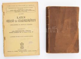 Magyar-latin szótár a középiskolák számára. Szerk.: Burián János. Bp.,1907, Franklin-Társulat, 524+(2) p. Második kiadás. Kiadói egészvászon-kötés, ázott, kissé deformált borítóval, lapszéli ázásnyomokkal. + Latin olvasó- és gyakorlókönyv a gimnáziumok III. osztálya számára. Szerk.: Esztergomy Ferenc, Gaál László, Nagy Pál. Szegedi Kovács Ágoston rajzaival. Bp., 1937, Athenaeum, 135+(1) p. Kiadói tűzött papírkötés, sérült, a hátsó borító különvált.