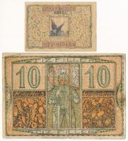 Sopron 1918. május 1. 10f utalvány + 1919. 50f utalvány T:F,VG Adamo SOP-4.1, SOP-5.1.1