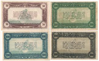 ~1920. 50K-1000K "Vásárlási visszatérítés" (4xklf) különböző bélyegzésekkel és bélyegzés n...